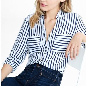 Express Portofino blue striped shirt